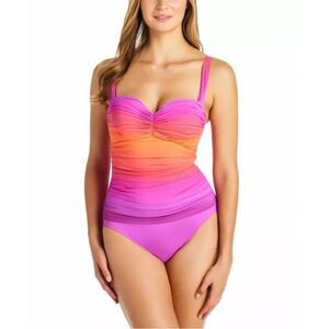 Bleu Rod Beattie $135 Cool Breeze Shirred One-Piece Swimsuit NEW WITH TAGS 8